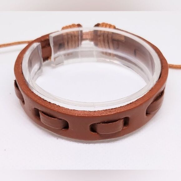 Men's Leather Bracelet Brown f5 - Picture 1 of 1